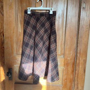 Brown plaid midi skirt